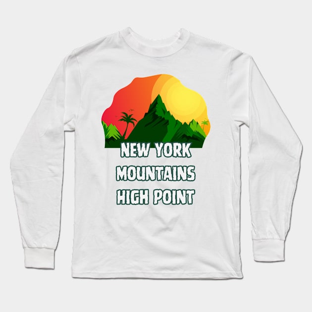 New York Mountains High Point Long Sleeve T-Shirt by Canada Cities